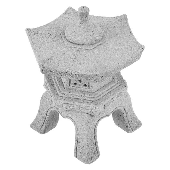 GOOHOCHY Grey Sandstone Mini Lantern Statue for Garden Zen Decor with Openable Top Section 6.5 Inches