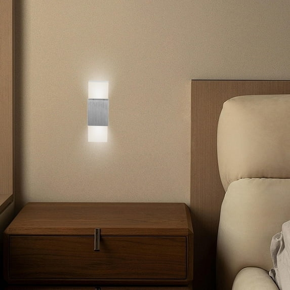 WORGEOUS Modern Indoor 6W COB LED Wall Lamp Aluminum Alloy Acrylic Up And Down Double Head Wall Lamp Bedroom Courtyard Wall Lights (Warm White)