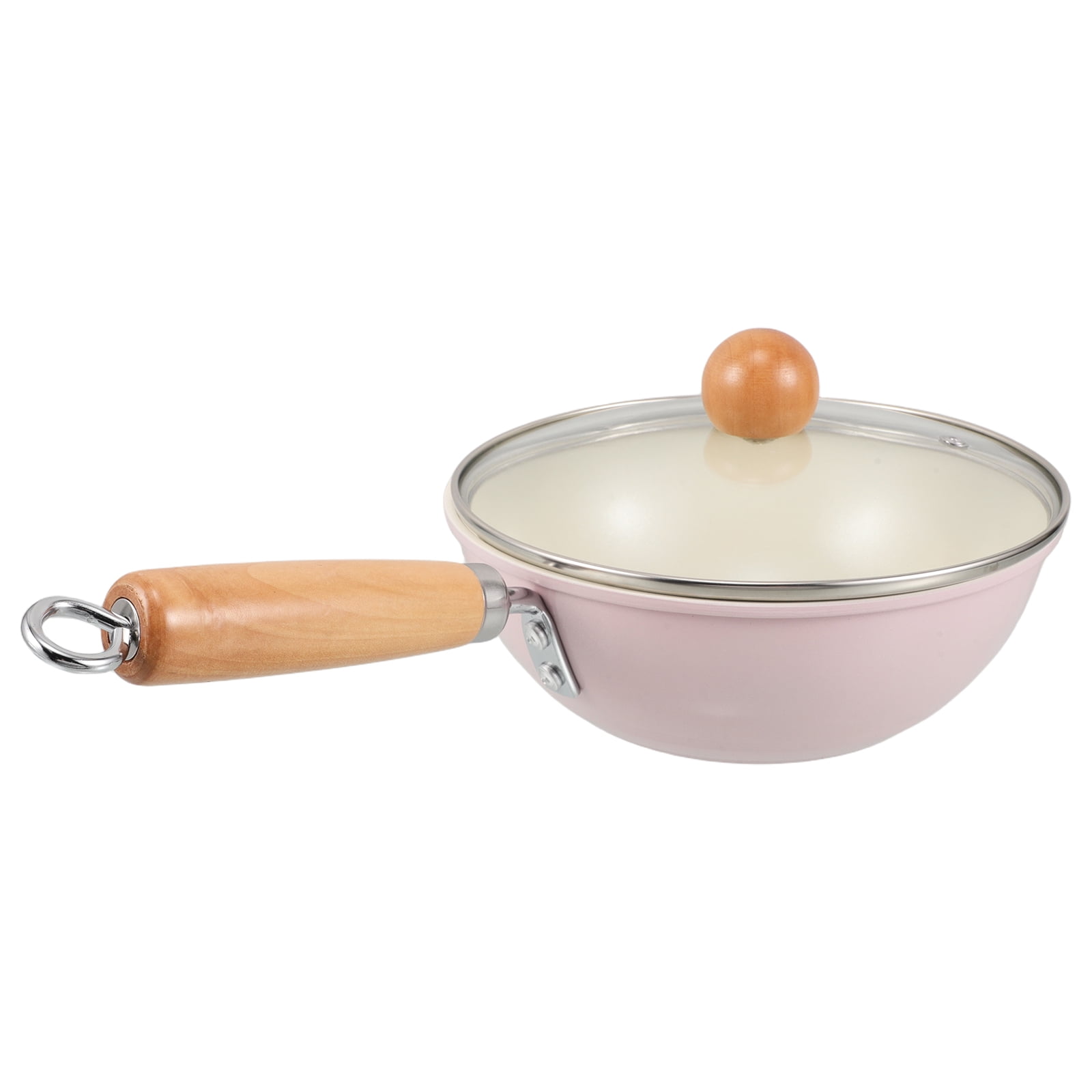 WORGEOUS Nonstick Iron Pan with Wooden Handle Clear Glass Lid Small Frying Pan Induction Cookware Small Skillet for Stove Top Induction Cooktop