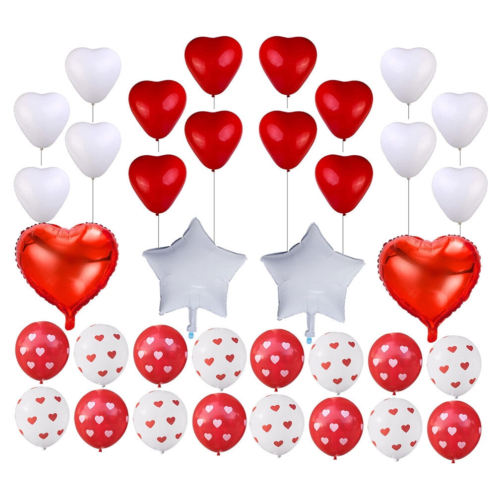 WORGEOUS Pack of 36 Valentine Decorations Balloons Kit Heart Shape ...