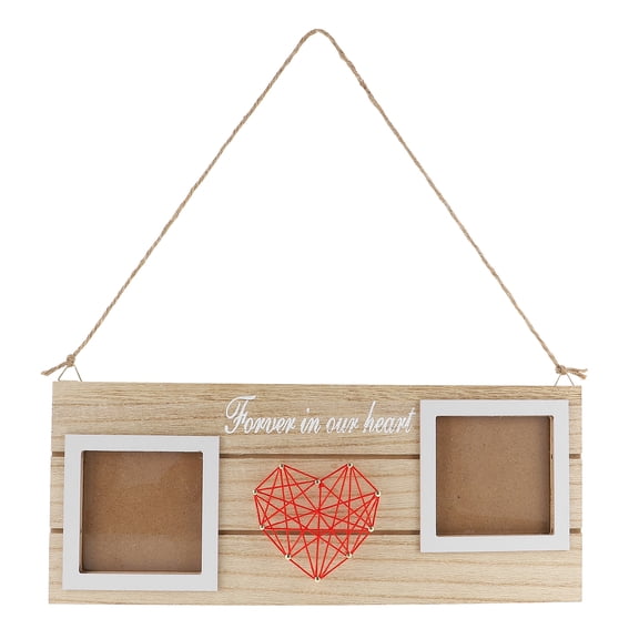 COMPUKAS Heart Shaped Photo Frame Red Wooden For Home And present 1 Set 13.4X5.5in