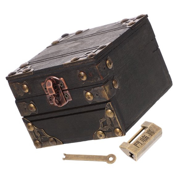Mobutofu Vintage Wooden Treasure Box Multi Color Jewelry Storage Chest for Home Organization