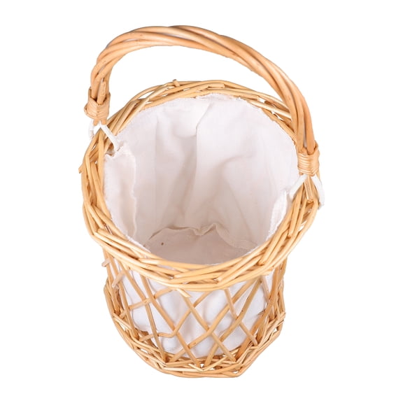 WORGEOUS  Plant Rattan Portable Flower Basket Standing Flowerbed Round Handle