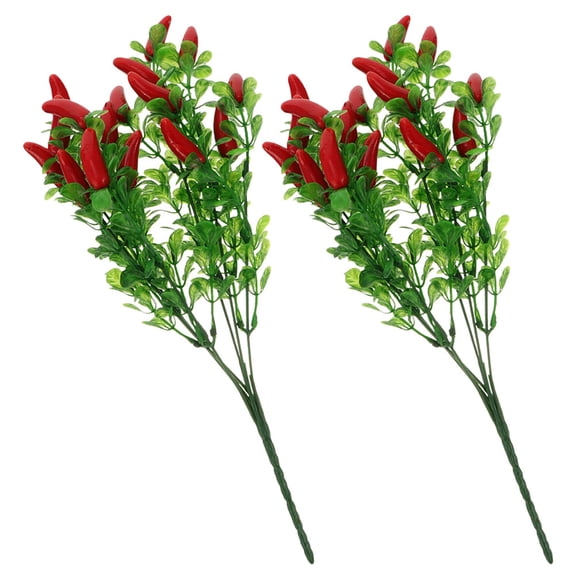 BESTYASH Artificial Chili Pepper Stem Decor for Home and Garden Vase Filler, Multi-Color Plastic, 2 Pieces