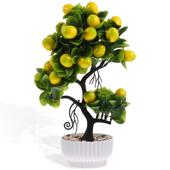 BESTYASH Lifelike Faux Lemon Tree with Realistic Leaves and Fruit Artificial Potted Plant for Home Decoration