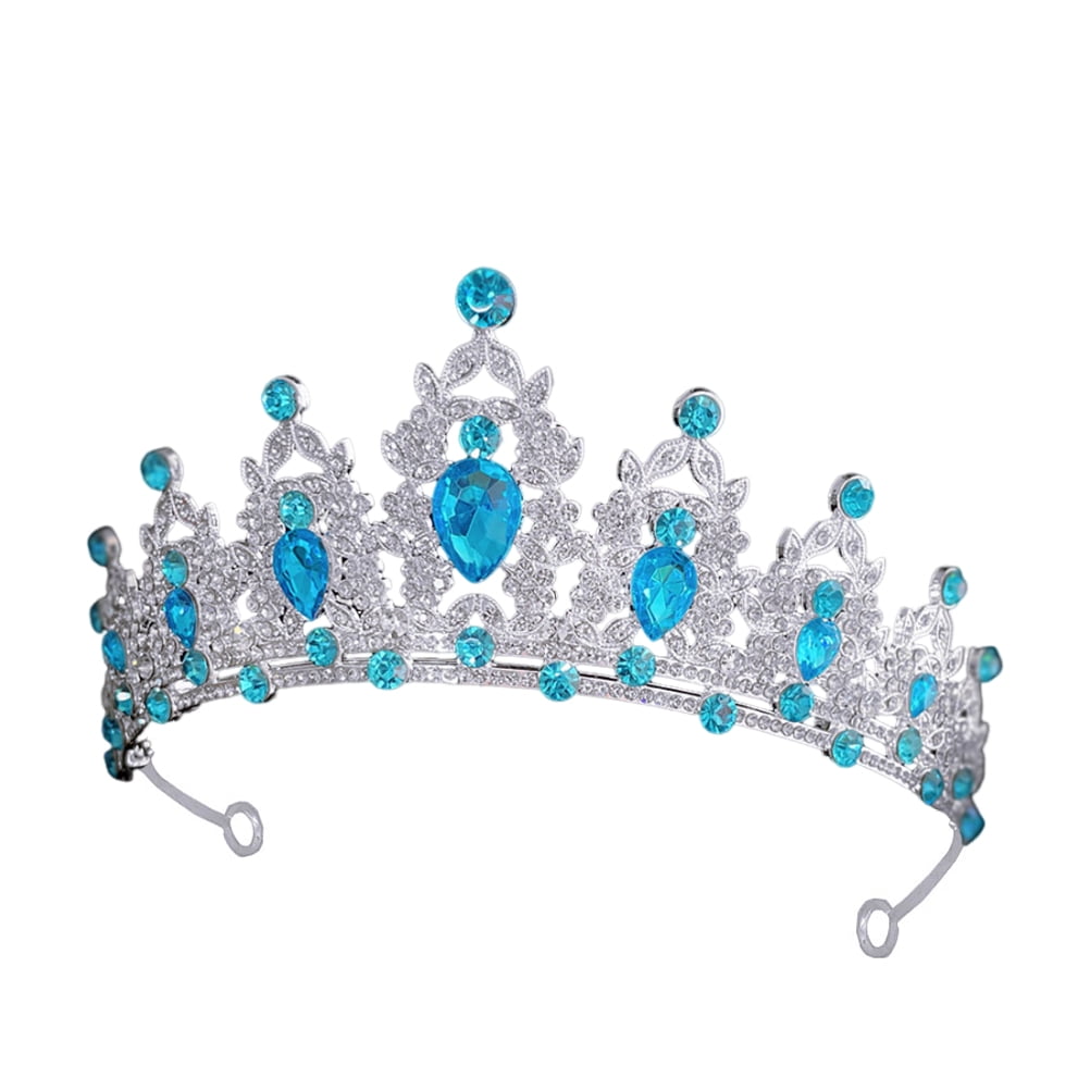 WORGEOUS Princess Crown for Women - Rhinestone Tiara Queen Crown Tiaras Bridal Headpiece for Weddings Quinceaneras Party Sky-blue