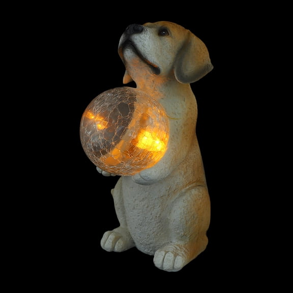 WORGEOUS Realistic Simulation Dog Figurine Resin Simulated Animal Model Artificial Dog Model with Solar Light