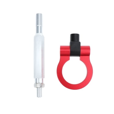 VenxyKod Rear Tow Towing Hook For JDM Universal Car Auto Trailer Ring, Bumper Quick Release Front Rear Bumper Fasteners Aluminum Racing Trailer Hook(Good Luck, Red