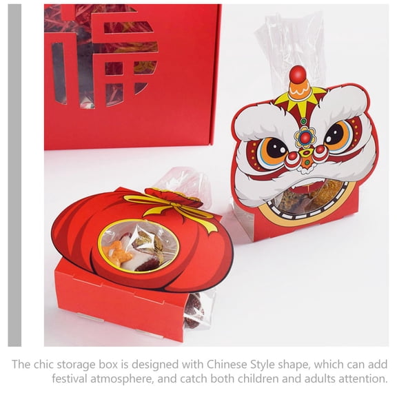 WORGEOUS Red Chinese Style Paper present Box for Decor and Candy Storage Perfect for Chinese New Year Parties 1 Set
