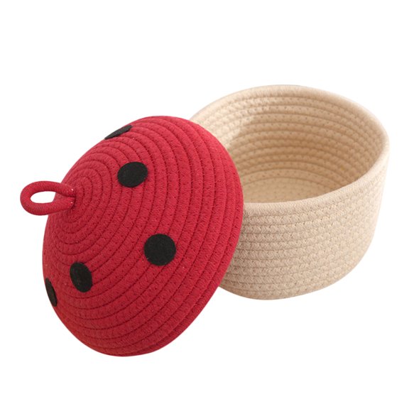BESTYASH Cotton Rope Woven Basket Red for Home Storage and Sundries Organization