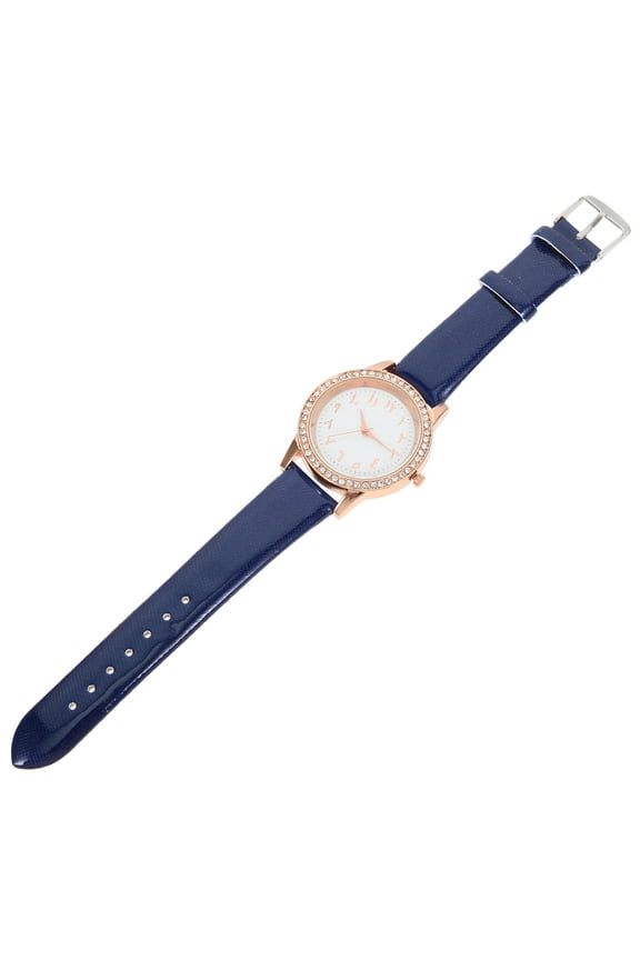 Blue PU Strap Wrist Watch for Women Adjustable and Stylish Gift 9 5 Inch