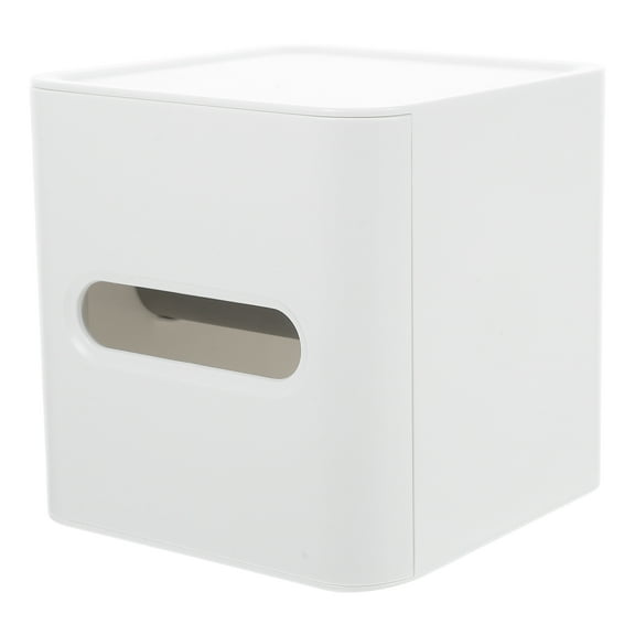 FUEENIRVA White Plastic Cube Tissue Box Storage for Roll Paper with Simple Stylish Appearance