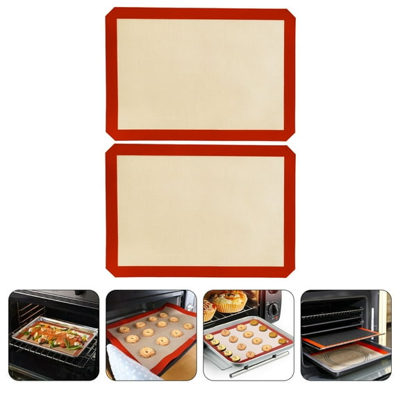 BESTYASH Red Non-Stick Silicone Baking Mats, , Reusable, 2 Pieces for Home Baking and Cooking