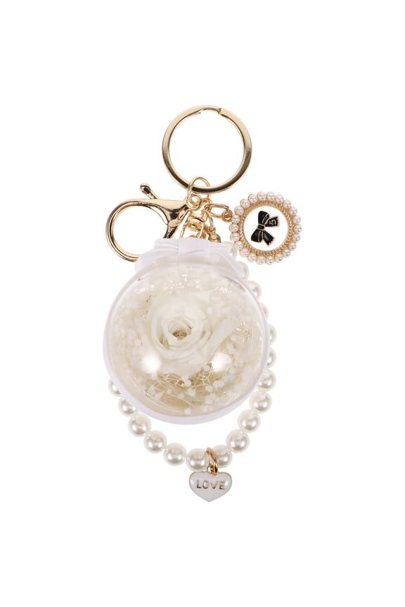 Rose Keychain Multifunctional Accessories Woman White