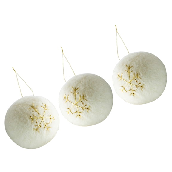 WORGEOUS Round Felt Balls 3Pcs 1.8X1.8X1.8in White For Christmas Tree And Indoor Decoration