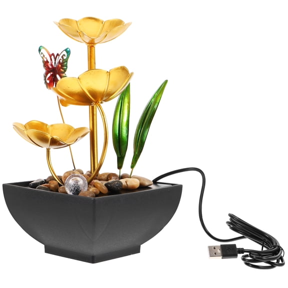 WORGEOUS Running Water Tabletop Decor Waterfall Ornament Tabletop Lotus Leaf Adornment