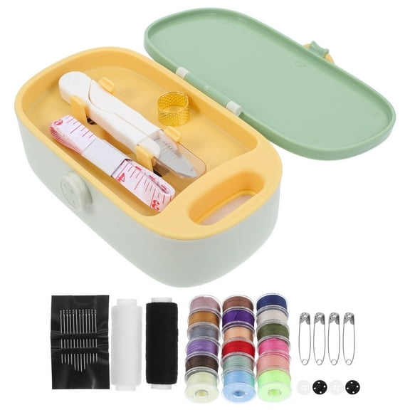 WORGEOUS Compact Portable Sewing Kit for Travel with Heavy Duty Hand Needles, Green Case Included