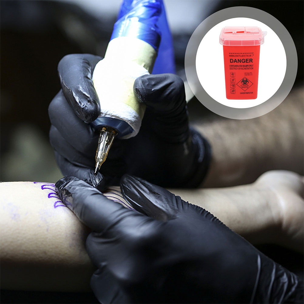 WORGEOUS Sharps Disposal Container with Flip Open Lid for Safe Needle Storage 3 Pieces Red PP Material