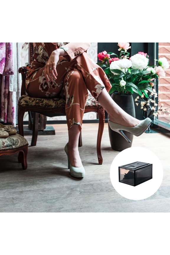 Shoe Box Display Holder for Closet Case Athletic Shoes Black