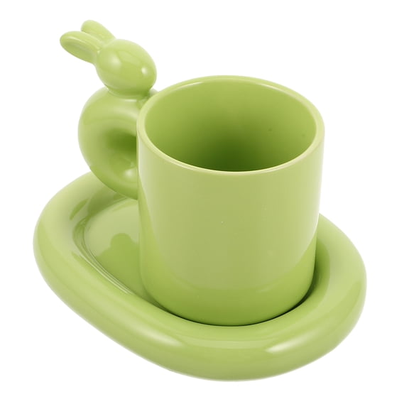 FUEENIRVA Easter Beverage Cup Bunny Shape Green Ceramic 1Set