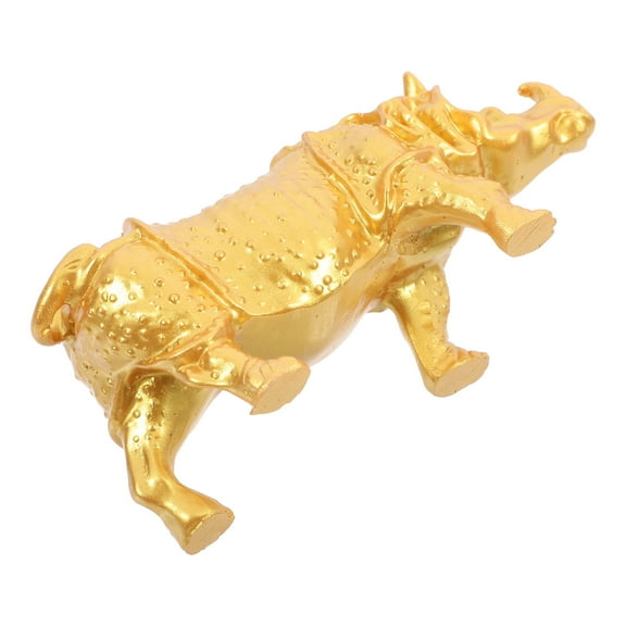 WORGEOUS Simulation Metal Texture Rhinoceros Sculpture Resin Craft Rhinoceros Model Small Animal Decor