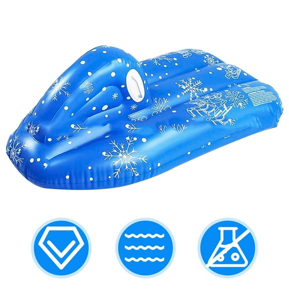 BESTYASH Blue Inflatable Snow Sled PVC Material Sturdy Handles for Skiing