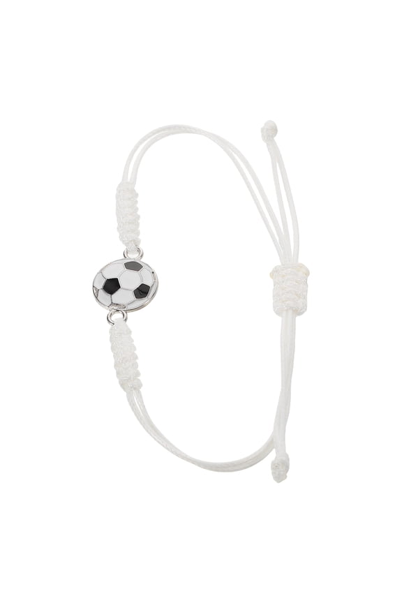Adjustable Soccer Charm Bracelet for Girls Boys Teens Women Men, Woven Cord Soccer Favor Accessory