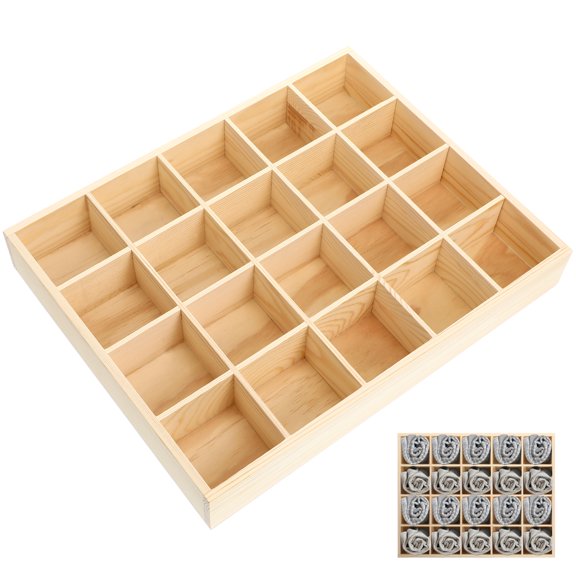 FUEENIRVA Bamboo Sock Container, Beige Organizer for Neat and Tidy Storage
