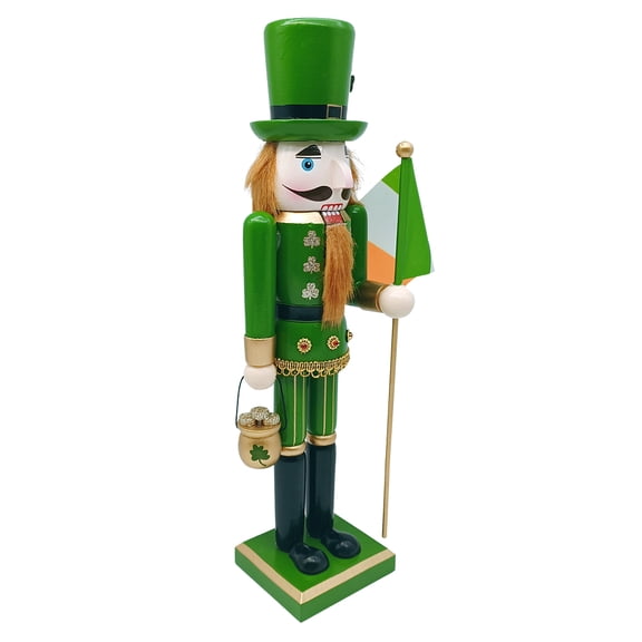 WORGEOUS St. Patrick's Day Nutcracker Wooden Irish Nutcracker Shamrock Traditional Nutcracker Hand-Painted Soldier Figurine for Irish Festival Decor
