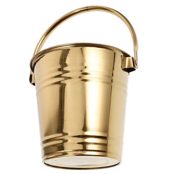 ADDHAT Stainless Steel Ice Storage Bucket Golden for Beach Parties 1Set 5.9x5.1x3.9in