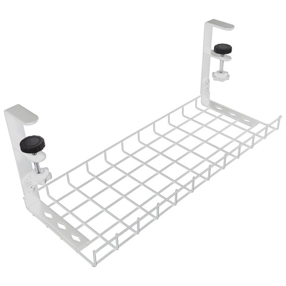 GOOHOCHY White Steel Under Desk Cable Management Tray for Storage Use 6.3 x 4.7 Inches