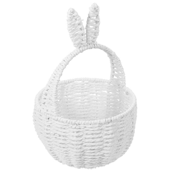 GOOHOCHY Multipurpose Woven Floral Basket in White for Home Organization 1Pcs 11X7.5X7.5in