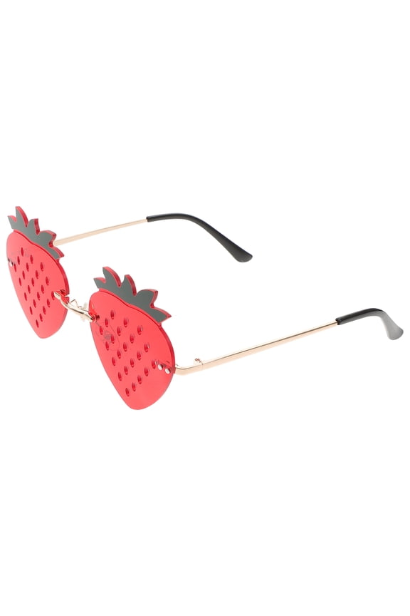 1 Pair Rimless Personalized Sunglasses with Strawberry Pattern Cool Glasses