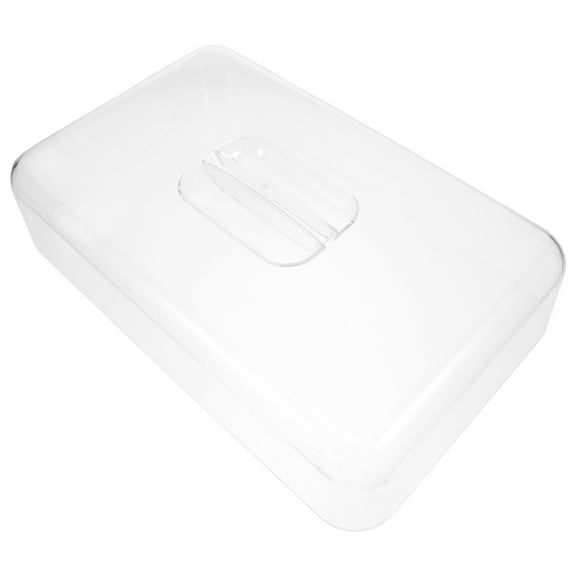 WHAMVOX Transparent Acrylic Rectangle cake Tray with Dome Lid for Kitchen Use Clear Food Covers for Desserts and Snacks 12.5 x 8.5 inches