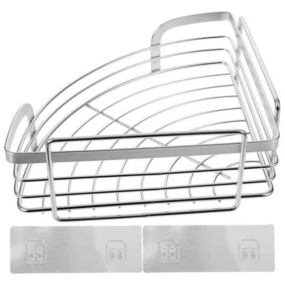 GOOHOCHY Triangle Wall Mount Corner Shelf in Silver Stainless Steel for Bathroom Kitchen Storage