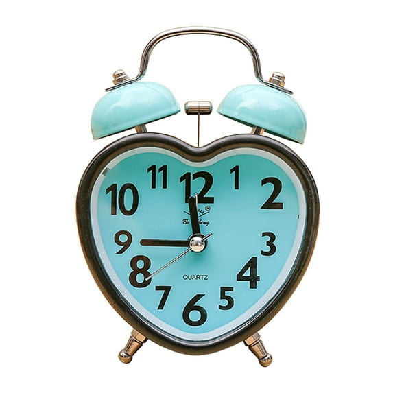 WORGEOUS Vintage Heart Shape Twin Bell Alarm Clock with Night Light, Tabletop Desk Clock for Kids Bedroom and Living Room
