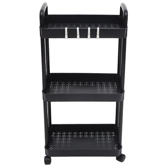 FUEENIRVA Storage Cart Bathroom Rolling Organizer with Multi Layer Shelves Black PP