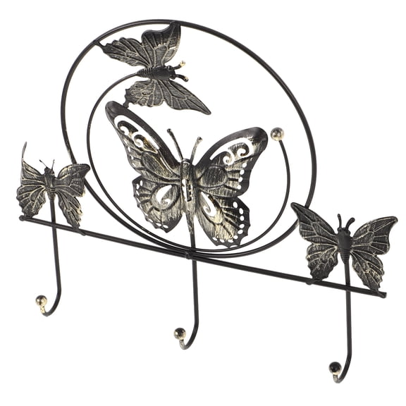 GETAJGHSD Butterfly Wall Hook Iron Multiple Hooks Black No Drill Installation