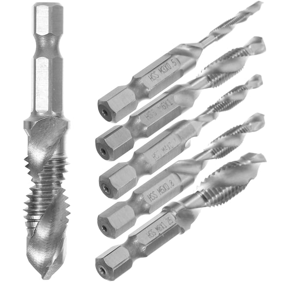 WORGEOUS  Weld Drill Bits High-speed Steel Tap Screw Machine 6-piece Set