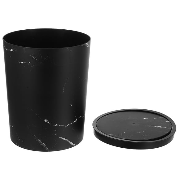 WORGEOUS White Marble Trash Can Plastic Round Wastebasket Flip Lid Garbage Bin Recycle Bin with Swing Lid for Bedroom Living Room Bathroom