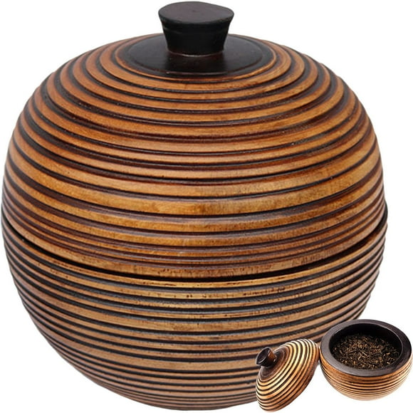 WORGEOUS Wooden Tea Storage Jar Tea Canister Kitchen Storage Canister Coffee Bean Candy Jar with Lid