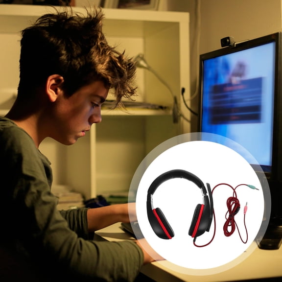 BESTYASH Red on Ear Headset with Microphone Wired Earphone for Travel and Music Listening