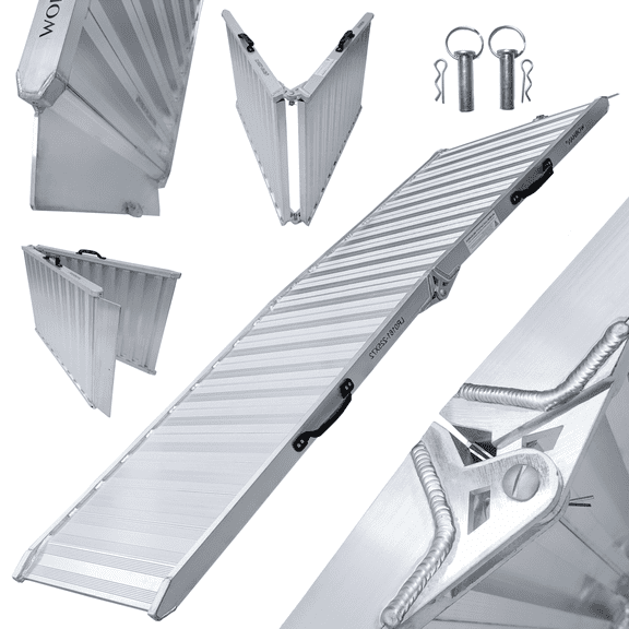 WORHAN Loading Ramp 882 lbs Heavy Duty Robust Platform Extreme Stability Rigidity Foldable Aluminum Wheelchair Motorcycle Scooter Ultra Anti Slip Non Skid HR225