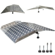 WORHAN Threshold Ramp for Wheelchair Rigid Aluminum Loading Platform Variable Height Adjustable Non-Slip Surface 662 lbs Anodized Aluminum Doorway Bridge Sturdy TR87