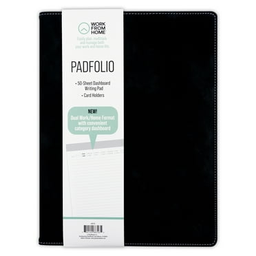 WORK FROM HOME Padfolio with Writing Notebook (9.75" x 12.25") Black