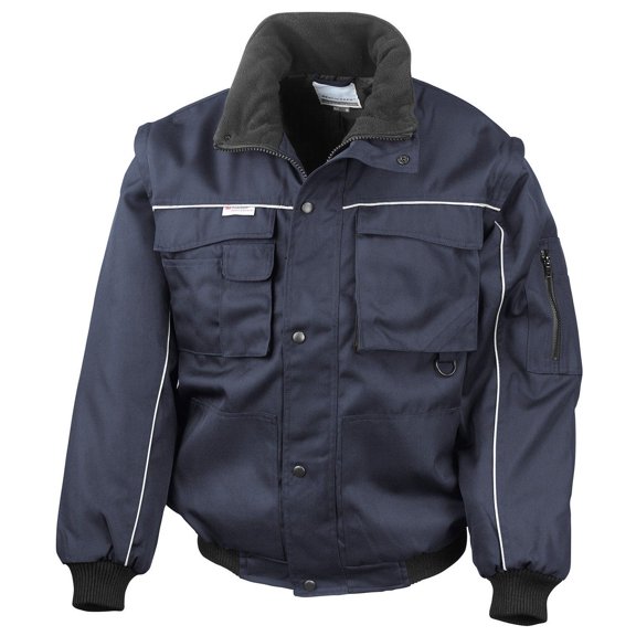 WORK-GUARD by Result Mens Heavy Duty Zip-off Sleeves Pilot Jacket