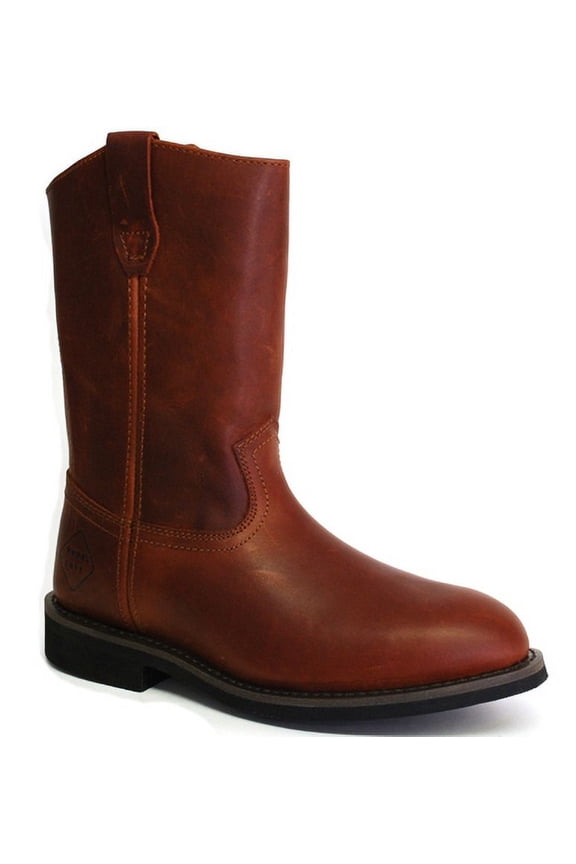 WORK ZONE Men's 10" Steel Toe Pull On Work Boot Brown - S998 BRN