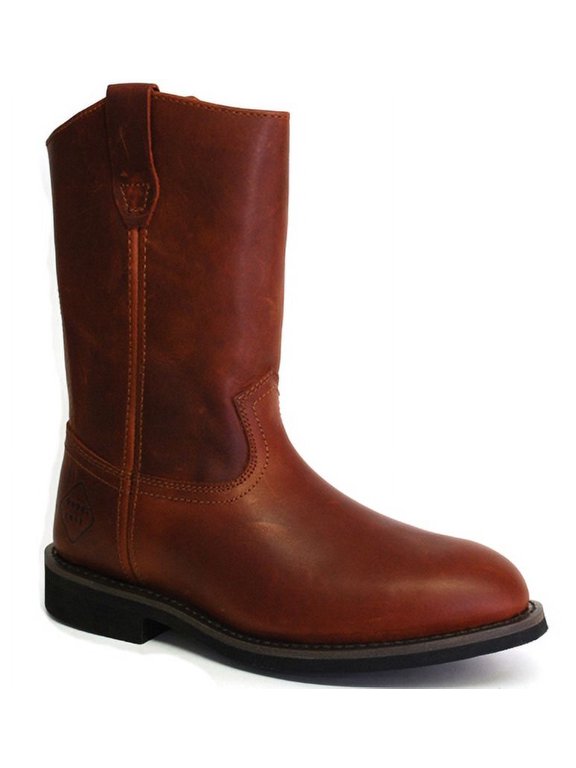 WORK ZONE Men's 10" Steel Toe Pull On Work Boot Brown - S998 BRN