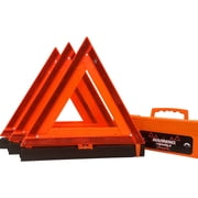 WORKKOOL Foldable Warning Reflective Triangles Heavy Base Roadside DOT Approved 3 Pack Sand-filled