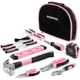thumbnail image 1 of WORKPRO 103-Piece Pink Tool Kit - Ladies Hand Tool Set with Easy Carrying Round Pouch - Durable, Long Lasting Chrome Finish Tools - Perfect for DIY, Home Maintenance - Pink Ribbon, 1 of 12